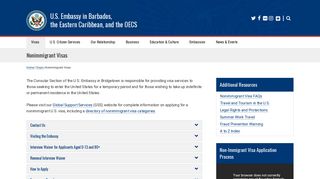 Nonimmigrant Visas | U.S. Embassy in Barbados, the Eastern ...