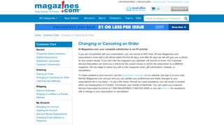 Changing or Canceling an Order | Magazines.com
