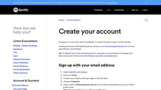 Create your account - Spotify