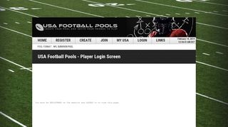 USA Football Pools - Player Login Screen