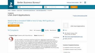 USA Grant Applications | Complaints | Better Business Bureau® Profile