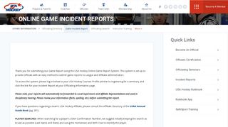 Online Game Incident Reports - USA Hockey