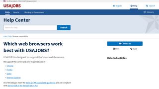 USAJOBS Help Center | Which web browsers work best with USAJOBS?