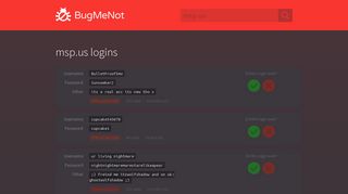 msp.us logins - BugMeNot