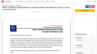 SAKAI LEARNING MANAGEMENT SYSTEM STUDENT REFERENCE ...