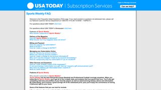USA Today - Sports Weekly Online Subscriptions - FAQ