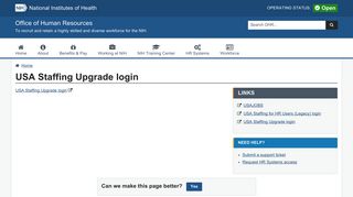 USA Staffing Upgrade login | Office of Human Resources - NIH HR