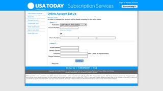 USA Today Online Subscriptions - First Time Account Setup