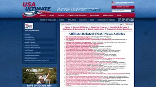 Affiliate News - USA Ultimate