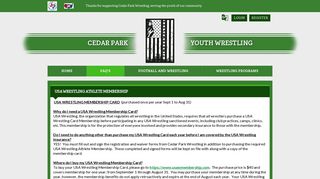 USA Wrestling Membership Card - Cedar Park Youth Wrestling