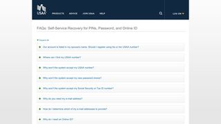 FAQs: Self-Service Recovery for PINs, Password, and Online ID - USAA