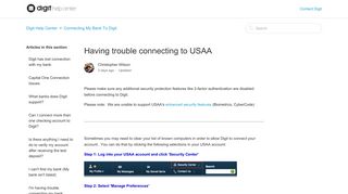Having trouble connecting to USAA – Digit Help Center