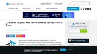 Usablenet RESTful APIs Provide Mobile Access to Web Apps ...