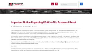 Important Notice Regarding USAC e–File Password Reset ...