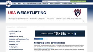 Membership and Recertification Fees - Team USA