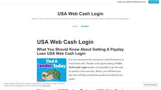USA Web Cash Login – Apply for your online personal loan fast now ...