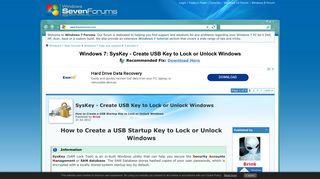 SysKey - Create USB Key to Lock or Unlock Windows - Windows 7 Help ...