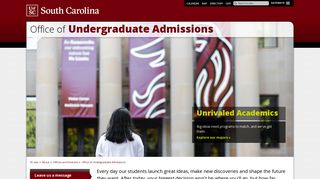 Office of Undergraduate Admissions - University of South Carolina