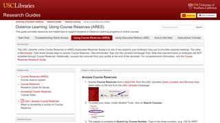 Using Course Reserves (ARES) - USC Libraries Research Guide