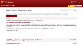 Student ARES Users - Course Reserves - Research Guides at ...
