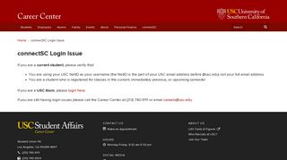 connectSC Login Issue | Career Center | USC