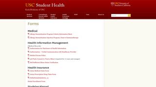 Forms | USC Student Health | USC - University of Southern California