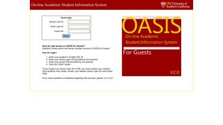 USC:OASIS:Guest Login - University of Southern California