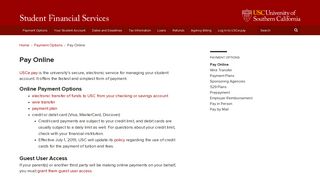 Pay Online | Student Financial Services | USC