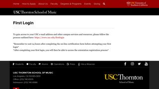 First Login | USC Thornton School of Music