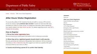After Hours Visitor Registration | Department of Public Safety | USC