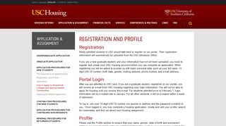 Registration and Profile | USC Housing