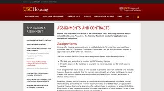 Assignments and Contracts | USC Housing