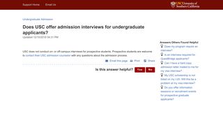 Does USC offer admission interviews for undergraduate applicants?