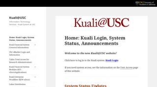 USC-FBS - kuali - KFS Landing Page