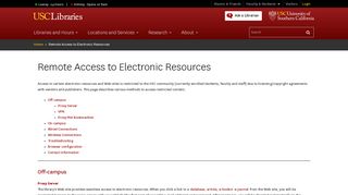 Remote Access to Electronic Resources | USC Libraries
