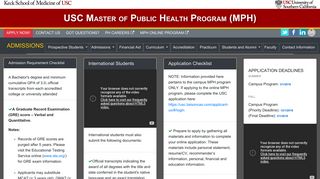 ADMISSIONS - USC Master of Public Health Program (MPH)