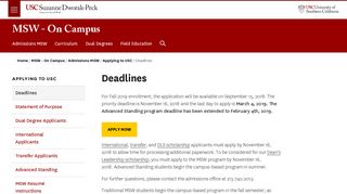 Application Deadlines | Masters in Social Work (MSW) - USC Suzanne ...