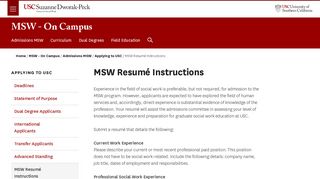 MSW Resume Application Instructions - USC Suzanne Dworak-Peck ...