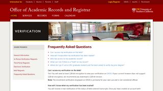 Frequently Asked Questions - Verification - Office of Academic ...