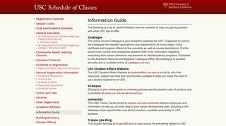 Information Guide · USC Schedule of Classes