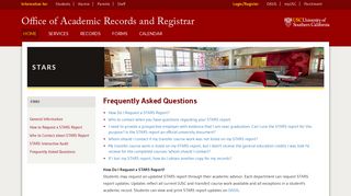 Frequently Asked Questions - STARS - Office of Academic Records ...