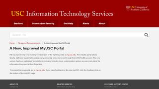 A New, Improved MyUSC Portal | IT Services | USC