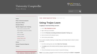 Using Trojan Learn | University Comptroller | USC