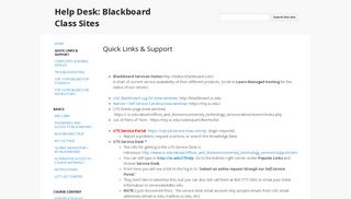 Quick Links & Support - Help Desk: Blackboard Class Sites