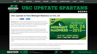 USC Upstate to Host Midnight Madness on Oct. 24 - USC Upstate ...