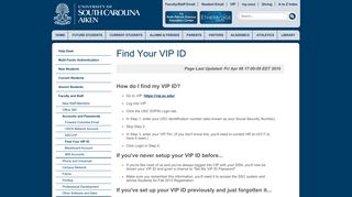 Accounts and Passwords | Know Your VIP ID | USC Aiken