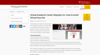 Virtual Academic Center Etiquette 101: How to ... - USC's Online MSW