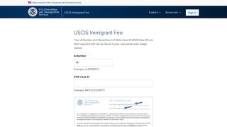 USCIS - Immigrant Fee - Enter Data