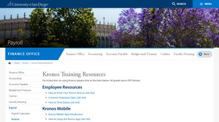 Kronos Training Resources - Finance Office - University of San Diego