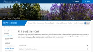 U.S. Bank One Card - Finance Office - University of San Diego
